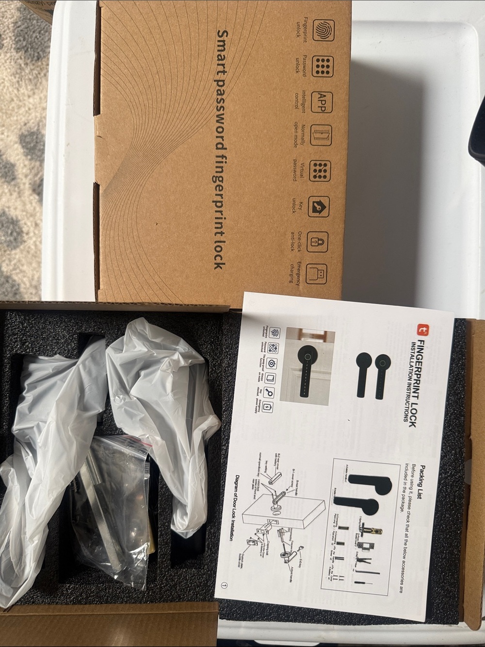 Set of 2 Smart Fingerprint Password Lock - Black